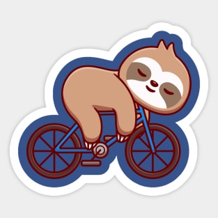 Cute Sloth Sleeping On Bike Cartoon Sticker